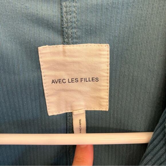 Anthropologie Avec Les Filles Corduroy Cropped Jacket Blue Women's Size L - Picture 3 of 9